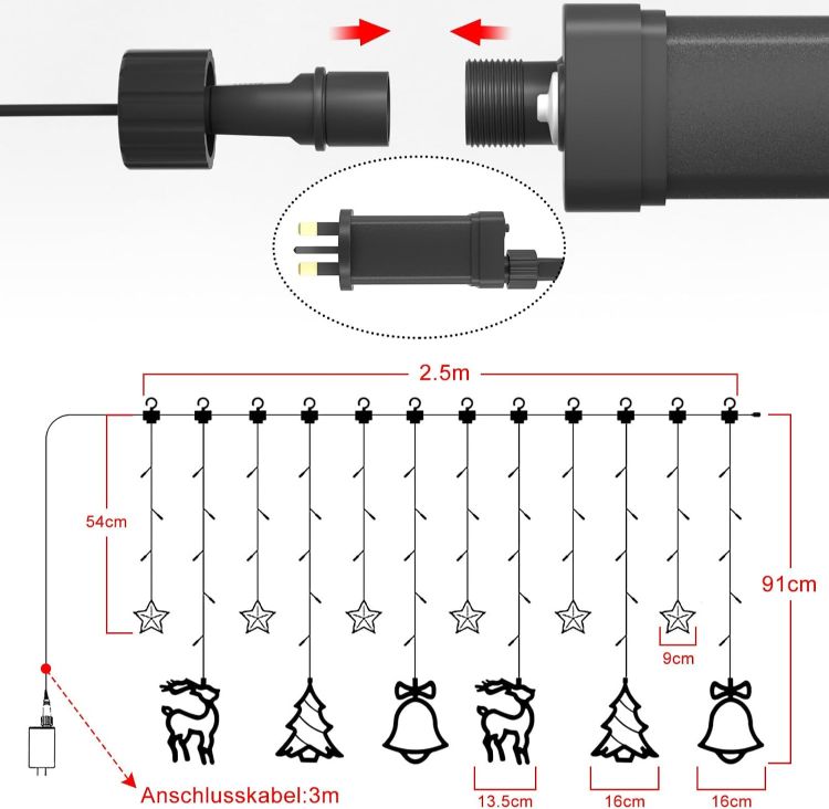 Picture of Fairy Lights with Christmas Pattern 8 Modes 138 LED 1 Pack Indoor Outdoor Christmas Lighting for Home Party