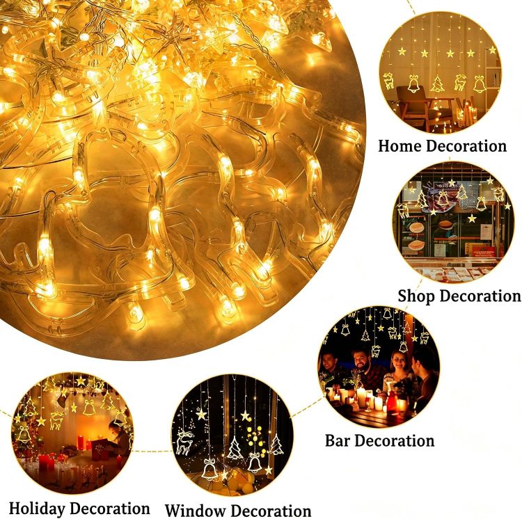Picture of Fairy Lights with Christmas Pattern 8 Modes 138 LED 1 Pack Indoor Outdoor Christmas Lighting for Home Party