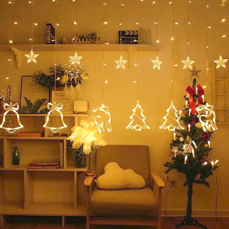 Picture of Fairy Lights with Christmas Pattern 8 Modes 138 LED 1 Pack Indoor Outdoor Christmas Lighting for Home Party