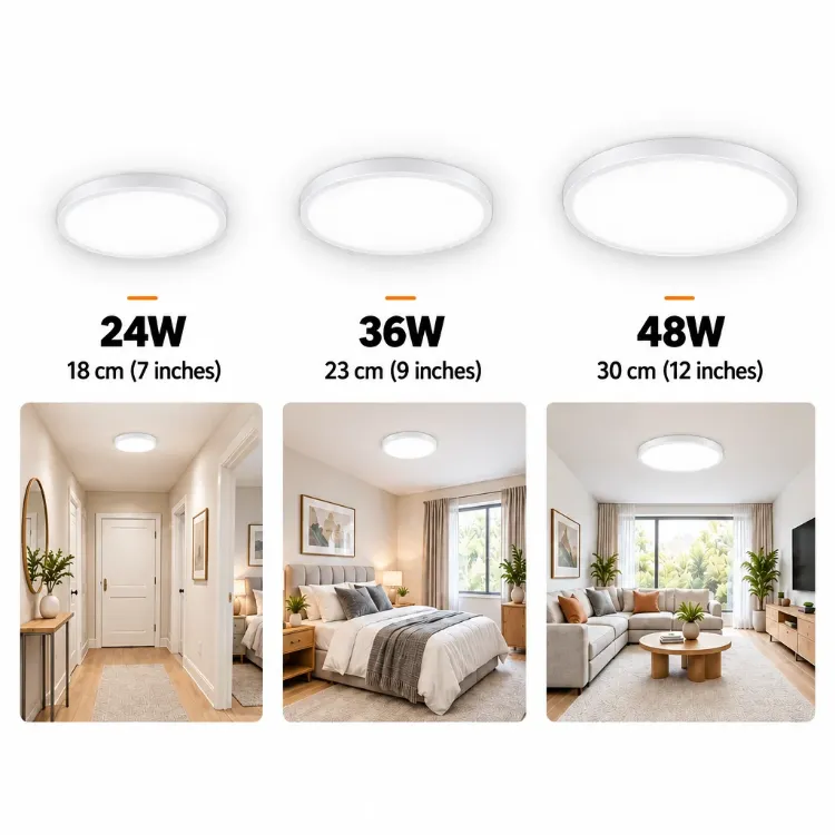 Picture of 48W Round LED Ceiling Light – Flush Mount Modern Ceiling Lamp for Bedrooms, Living Rooms, Kitchens & Hallways - A warmer way to light the rooms you actually relax in