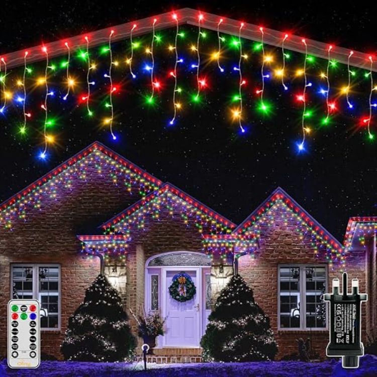 Picture of Outdoor Christmas Lights, 10M 400 LED Waterproof Hanging Fairy Light, Plug/Remote/8 Modes/Timer/Connectable Warm White String Light, Lighting Outside Gutter House Roof Xmas Decorations 