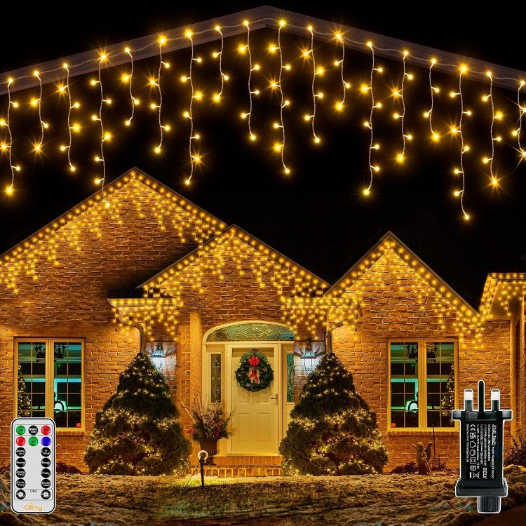 Picture of Outdoor Christmas Lights, 10M 400 LED Waterproof Hanging Fairy Light, Plug/Remote/8 Modes/Timer/Connectable Warm White String Light, Lighting Outside Gutter House Roof Xmas Decorations 