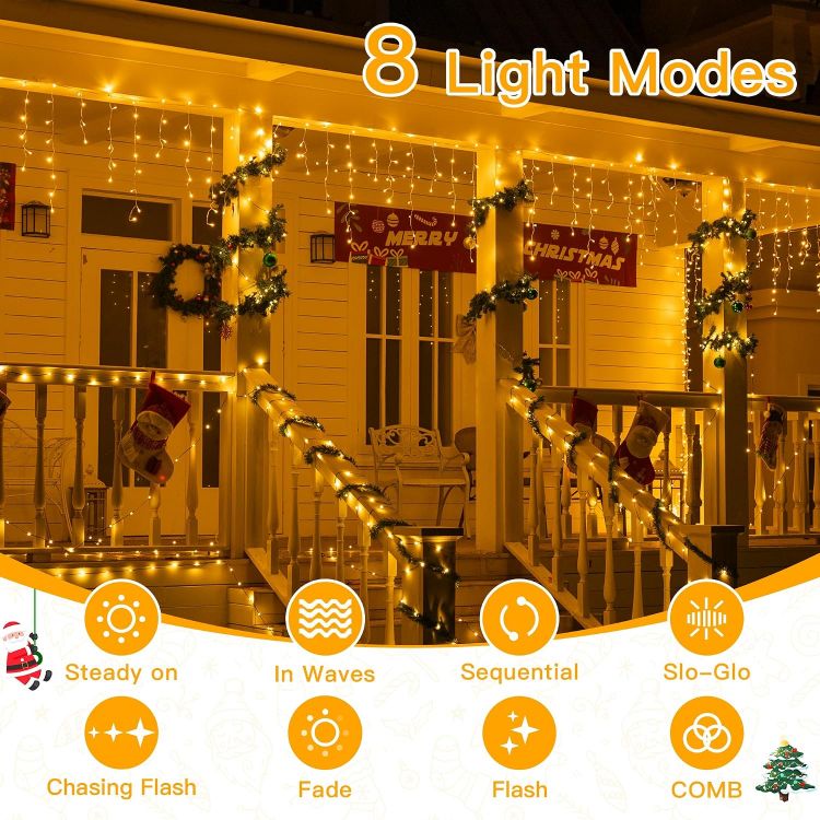 Picture of Outdoor Christmas Lights, 10M 400 LED Waterproof Hanging Fairy Light, Plug/Remote/8 Modes/Timer/Connectable Warm White String Light, Lighting Outside Gutter House Roof Xmas Decorations 