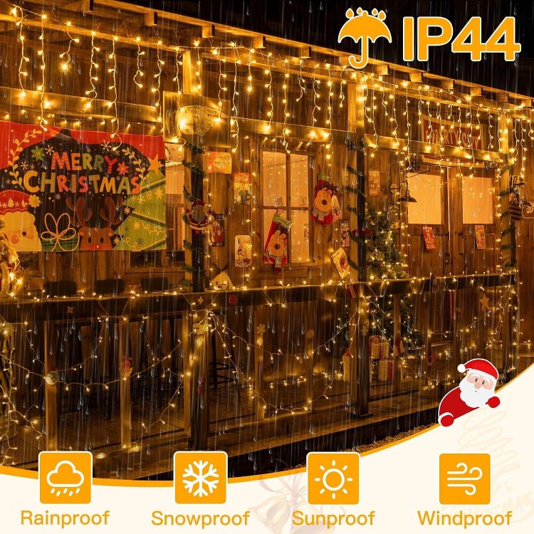 Picture of Outdoor Christmas Lights, 10M 400 LED Waterproof Hanging Fairy Light, Plug/Remote/8 Modes/Timer/Connectable Warm White String Light, Lighting Outside Gutter House Roof Xmas Decorations 