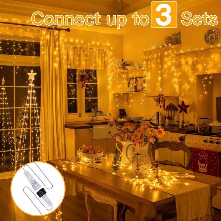 Picture of Outdoor Christmas Lights, 10M 400 LED Waterproof Hanging Fairy Light, Plug/Remote/8 Modes/Timer/Connectable Warm White String Light, Lighting Outside Gutter House Roof Xmas Decorations 