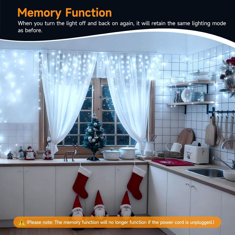 Picture of 430 LED 14M+10M/78.7FT Xmas Snowing Icicle Light, 78 Drops 8 Modes Waterproof Timer Indoor/Outdoor Icicle Christmas Decorations Lights for Roof, Garden (Cool, 14M)