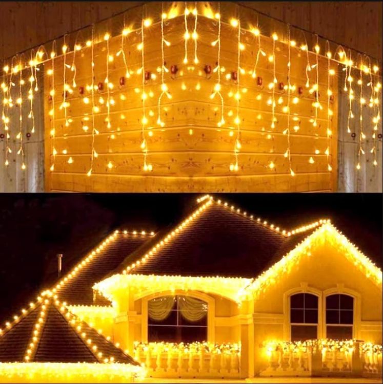 Picture of 10m 400 LED Plug-in Waterproof Fairy String Lights with 8 Modes, Timer&Connectable, for Eaves, Gutters, House Roof, Garden, Patio & Party Decorations Warm White