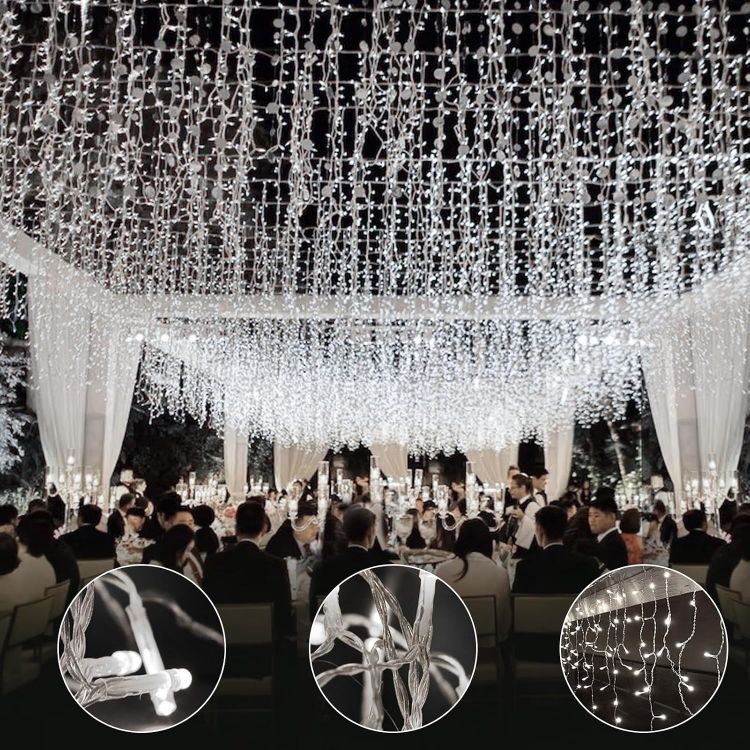 Picture of 660 LED 15M+5M/66FT Xmas Snowing Icicle Light, 120 Drops 8 Modes Waterproof Timer Indoor/Outdoor Icicle Christmas Decorations Lights for Roof, Garden (15M, Cool White)
