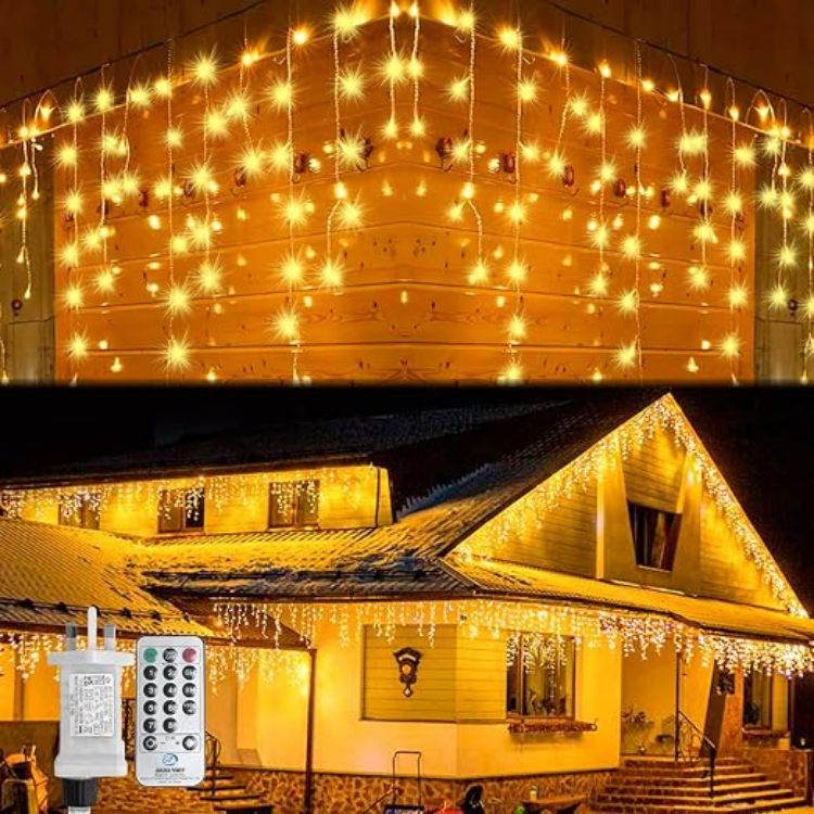 Picture of 660 LED 15M+5M/66FT Xmas Snowing Icicle Light, 120 Drops 8 Modes Waterproof Timer Indoor/Outdoor Icicle Christmas Decorations Lights for Roof, Garden (15M, Cool White)