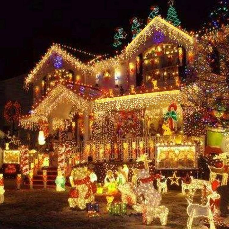 Picture of Solar Icicle Lights, Warm White LED Icicle Lights for Outdoor Christmas Decorations, Holiday Display String Lights Christmas Window Desk House Porch Garden Yard Decor (4M/30 Drops/160 LED)