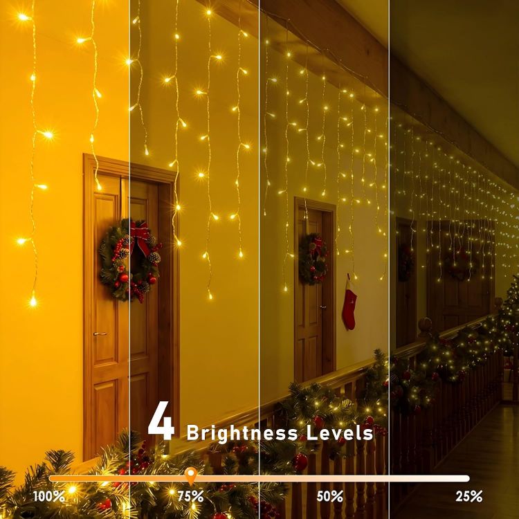 Picture of Outdoor Christmas, 486 LED Warm White Remote Control  Mains Powered Fairy Lights IP44 Waterproof 8 Modes Timer Memory Connectable House Roof Gutter Porch Garden Xmas Decorations