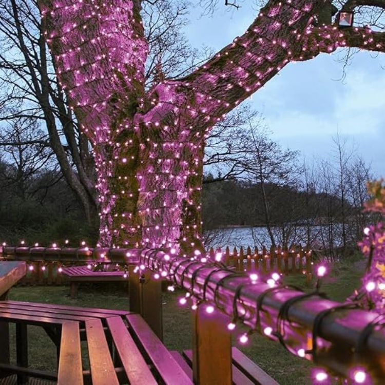 Picture of Outdoor LED Fairy Lights - Connectable IP65 Rubber Black Cable | Wedding, Christmas, Garden, Commercial - No Plug (10m, Warm White)