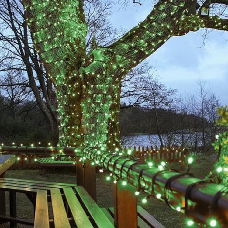 Picture of Outdoor LED Fairy Lights - Connectable IP65 Rubber Black Cable | Wedding, Christmas, Garden, Commercial - No Plug (10m, Warm White)