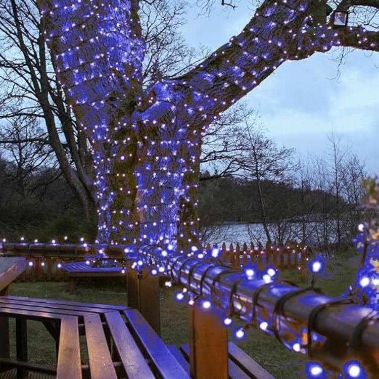 Picture of Outdoor LED Fairy Lights - Connectable IP65 Rubber Black Cable | Wedding, Christmas, Garden, Commercial - No Plug (10m, Warm White)