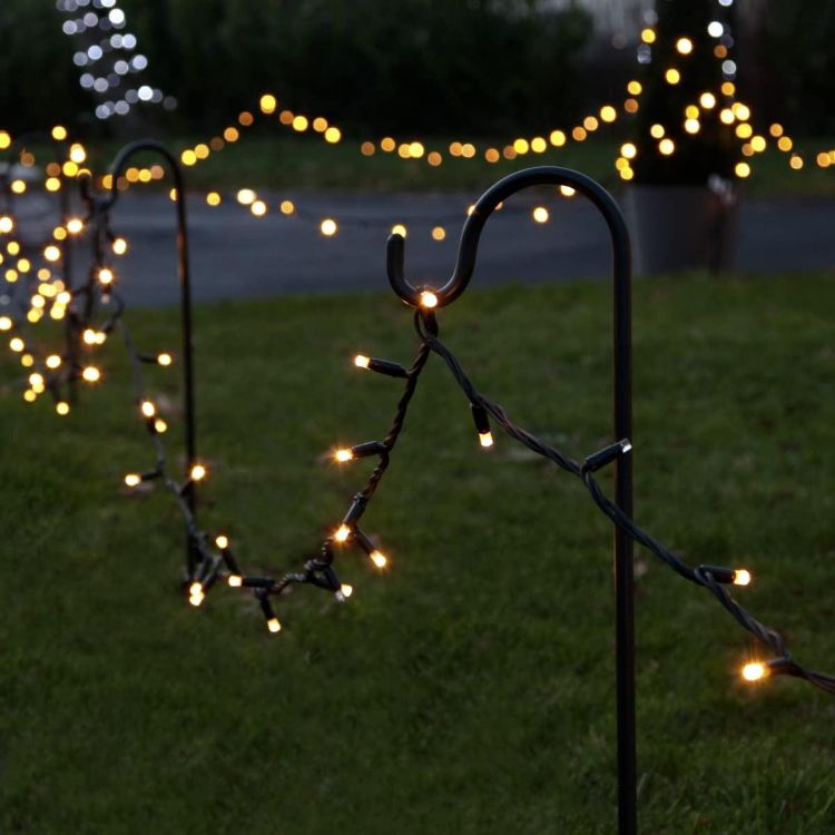 Picture of Outdoor LED Fairy Lights - Connectable IP65 Rubber Black Cable | Wedding, Christmas, Garden, Commercial - No Plug (10m, Warm White)