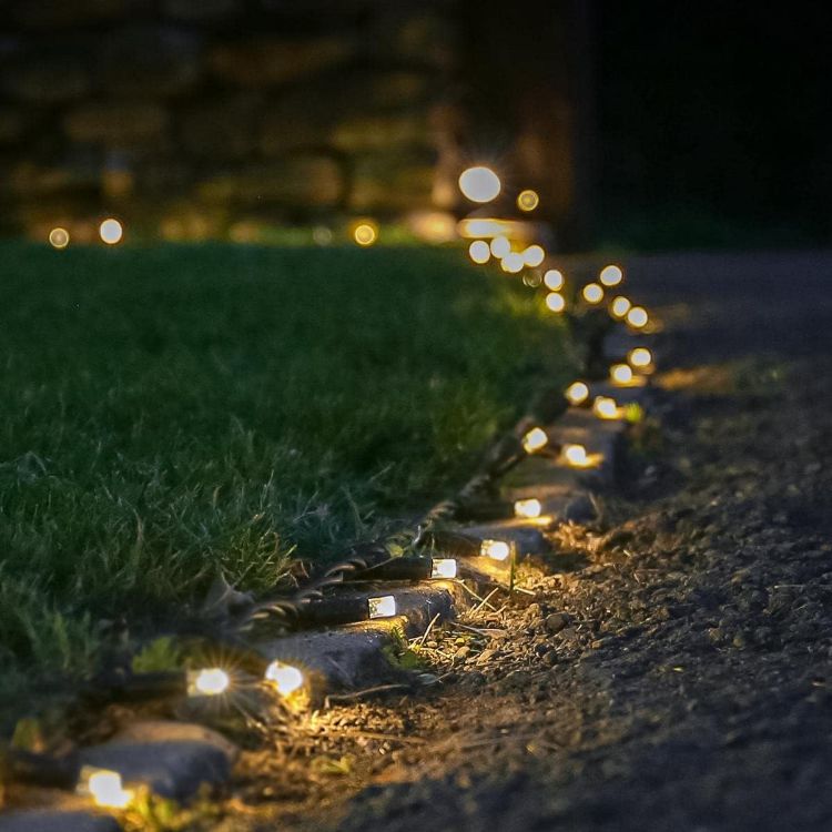 Picture of Outdoor LED Fairy Lights - Connectable IP65 Rubber Black Cable | Wedding, Christmas, Garden, Commercial - No Plug (10m, Warm White)