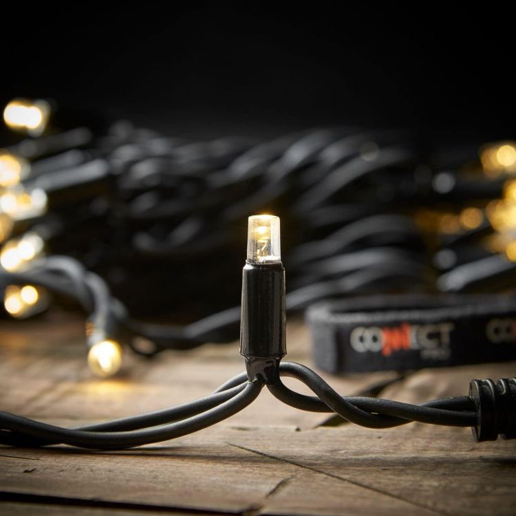 Picture of Outdoor LED Fairy Lights - Connectable IP65 Rubber Black Cable | Wedding, Christmas, Garden, Commercial - No Plug (10m, Warm White)