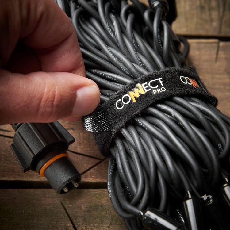 Picture of Outdoor LED Fairy Lights - Connectable IP65 Rubber Black Cable | Wedding, Christmas, Garden, Commercial - No Plug (10m, Warm White)