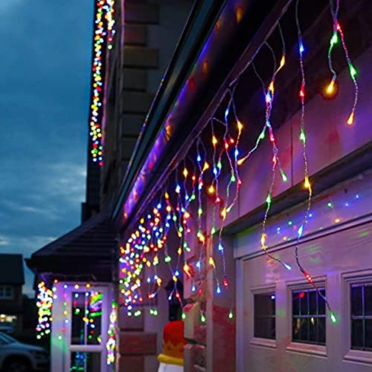 Picture of Outdoor Icicle Lights - Mains Powered 200 LED String Lighting - Christmas, Garden, Home & Party (Warm White, 5m) 