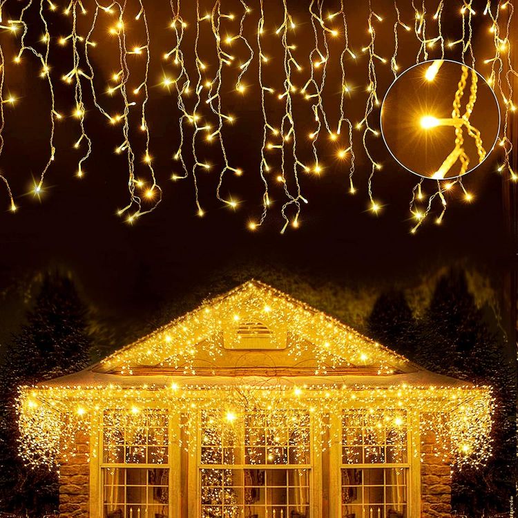 Picture of 320LED 11m/36.1ft Warm White Outdoor Hanging Party Fairy String Lights, 8 Modes Plug in Timer for Bedroom Patio Wedding IP44 Waterproof Christmas Decoration