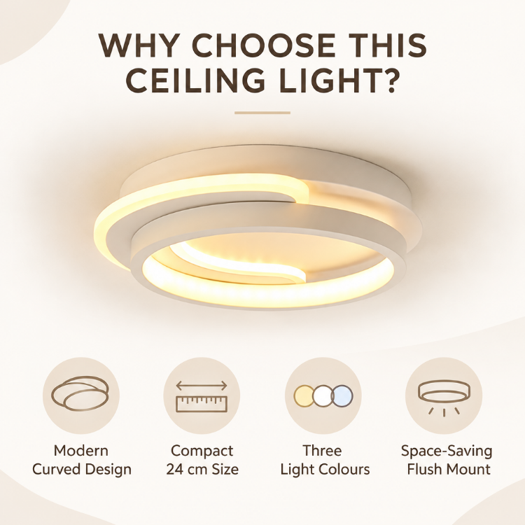 Picture of  Modern Round Aluminum Ceiling Light 3-Color Dimming Led Small Ceiling Lamp Close To Ceiling Light Fixtures for Aisle Dining Room Bedroom Kitchen Cloakroom Hallway Porch 