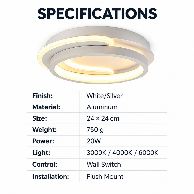 Picture of  Modern Round Aluminum Ceiling Light 3-Color Dimming Led Small Ceiling Lamp Close To Ceiling Light Fixtures for Aisle Dining Room Bedroom Kitchen Cloakroom Hallway Porch 